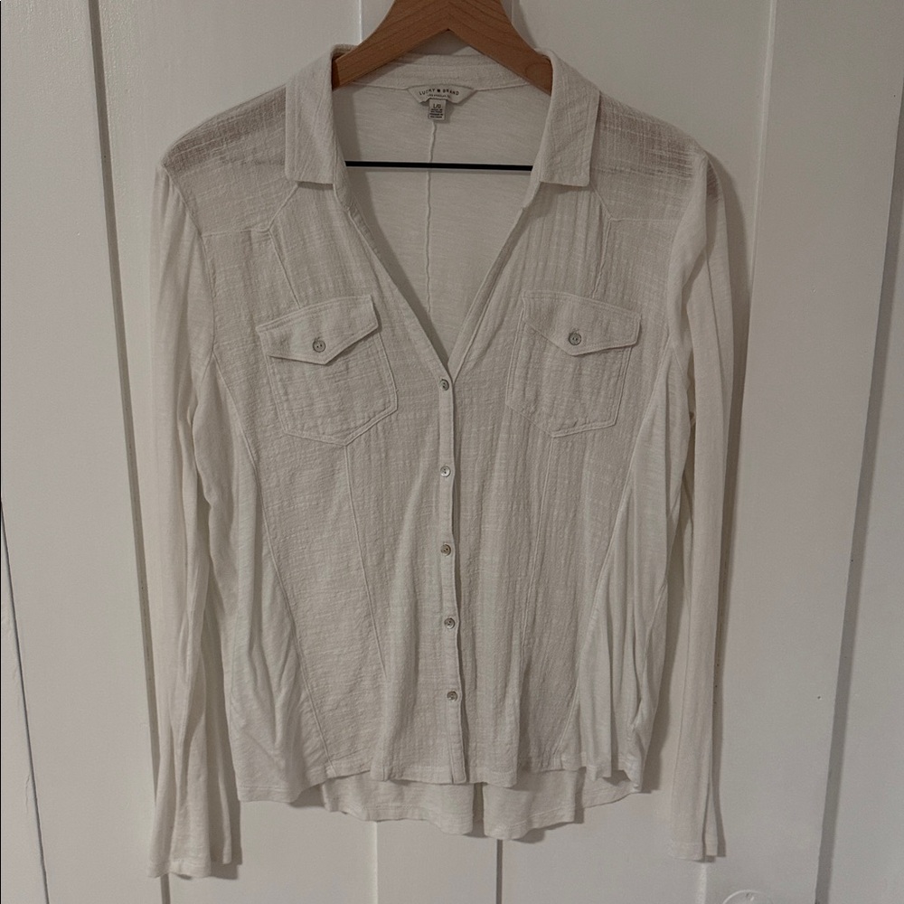 Lucky Brand White Button-Down Shirt